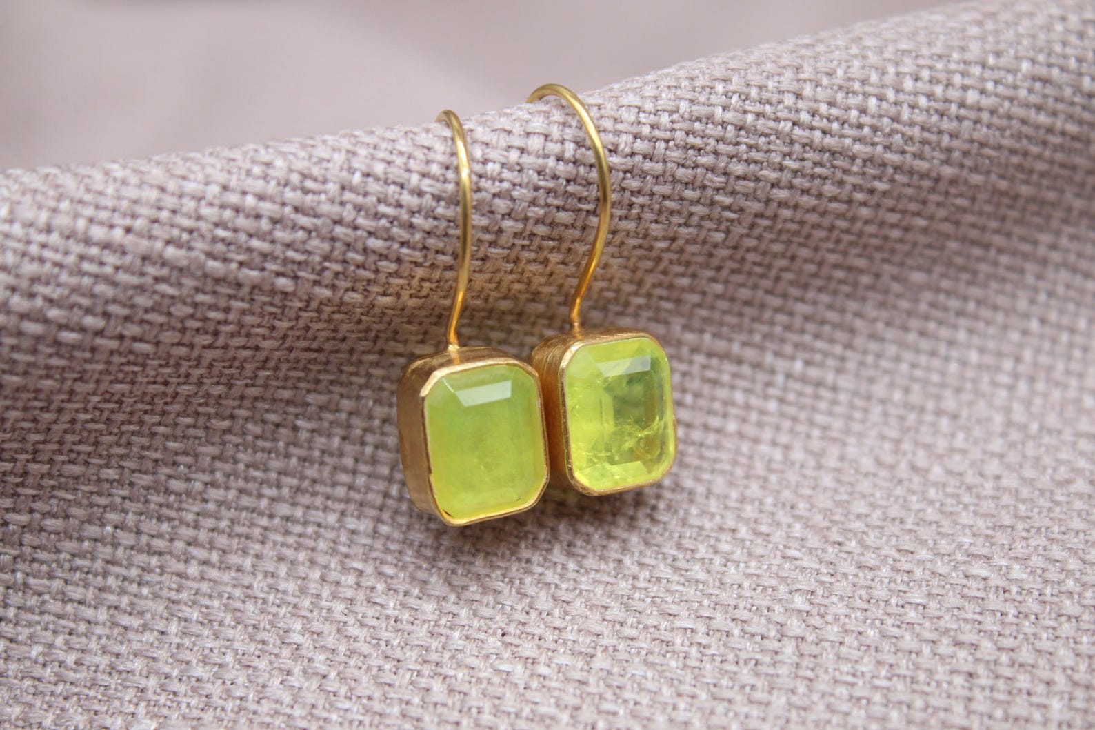 Citrine Drop Earrings Gold Vermeil Sterling Silver Minimalist Jewelry