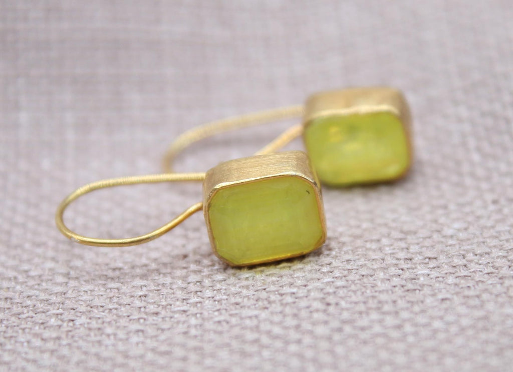 Citrine Drop Earrings Gold Vermeil Sterling Silver Minimalist Jewelry