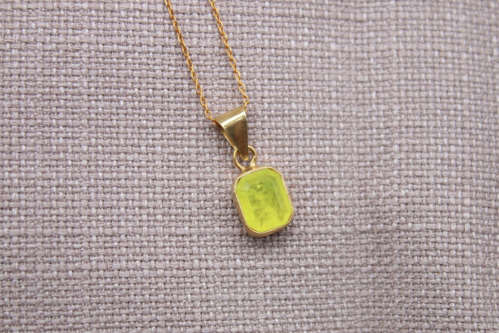 Citrine Pendant Necklace Gold Vermeil Sterling Silver Minimalist Charm