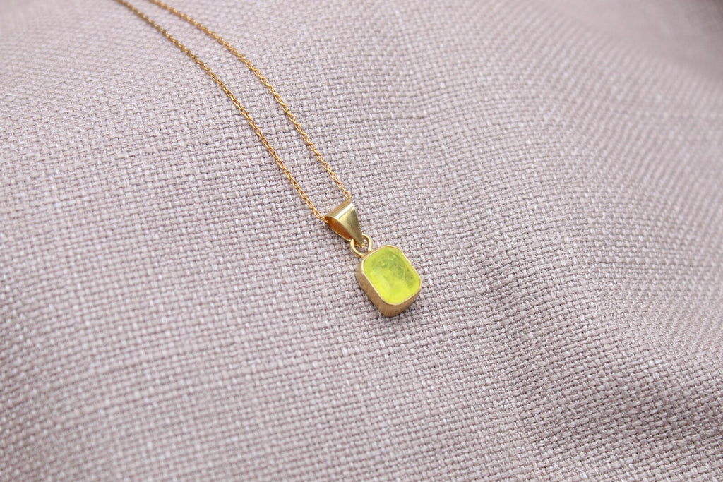 Citrine Pendant Necklace Gold Vermeil Sterling Silver Minimalist Charm