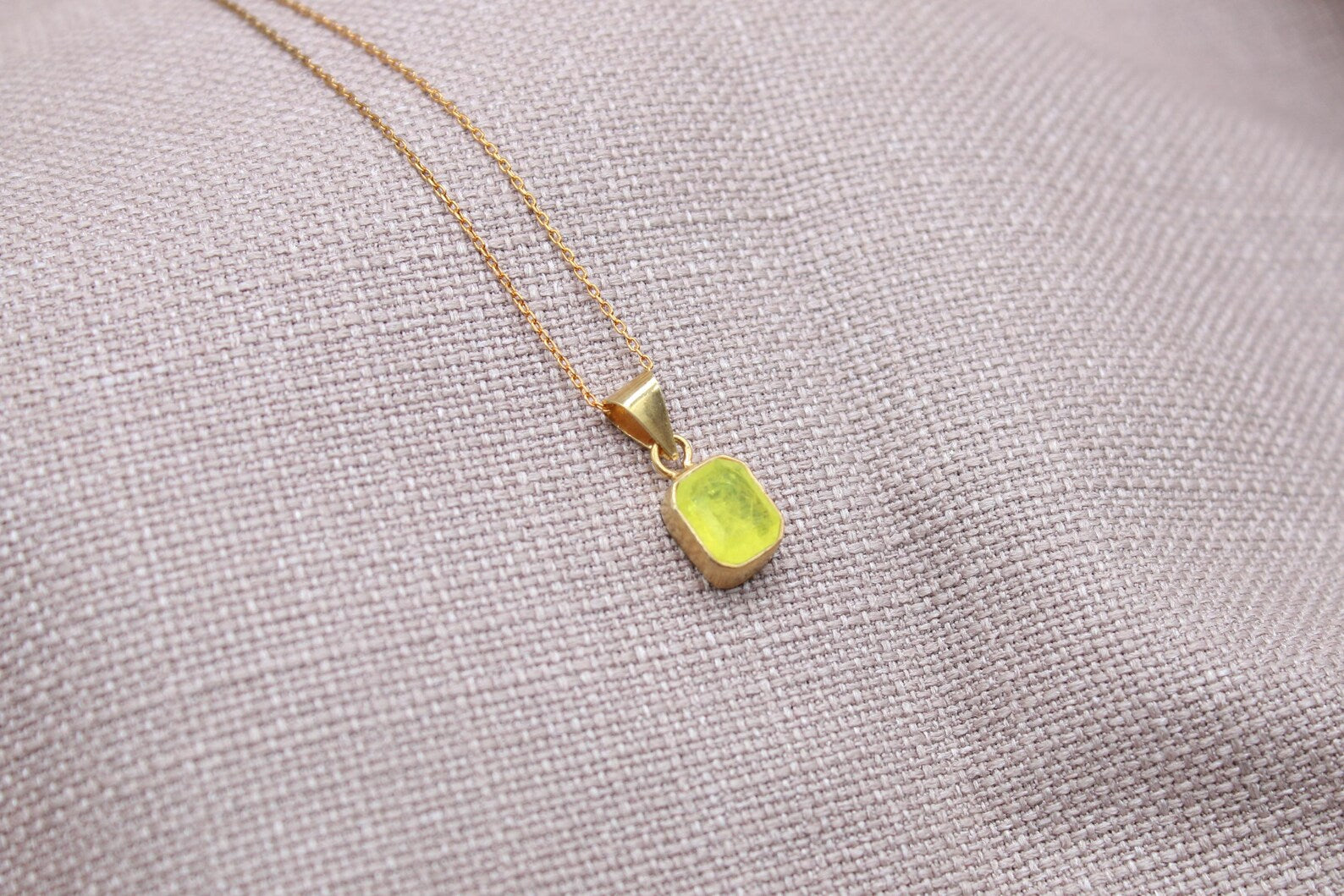 Citrine Pendant Necklace Gold Vermeil Sterling Silver Minimalist Charm