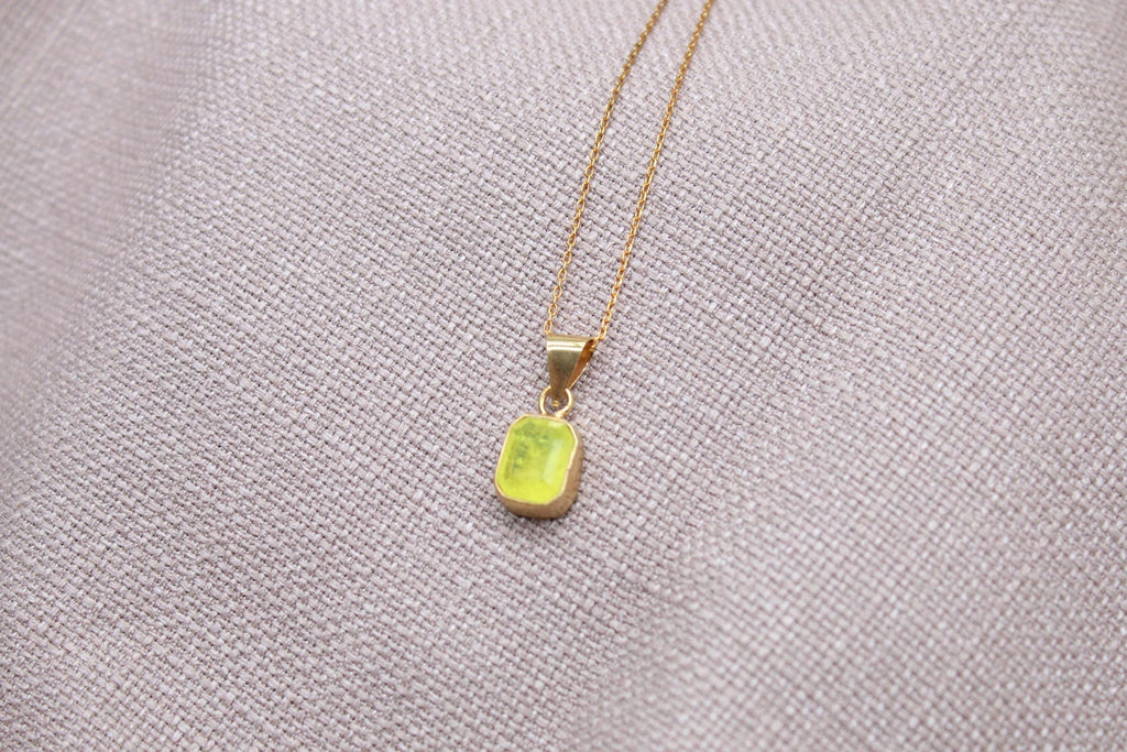 Citrine Pendant Necklace Gold Vermeil Sterling Silver Minimalist Charm