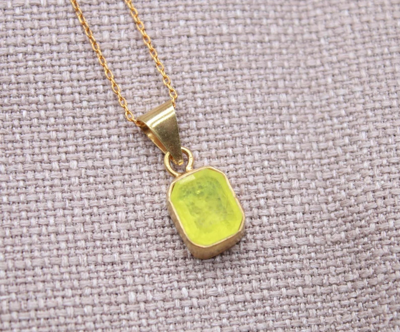 Citrine Pendant Necklace Gold Vermeil Sterling Silver Minimalist Charm