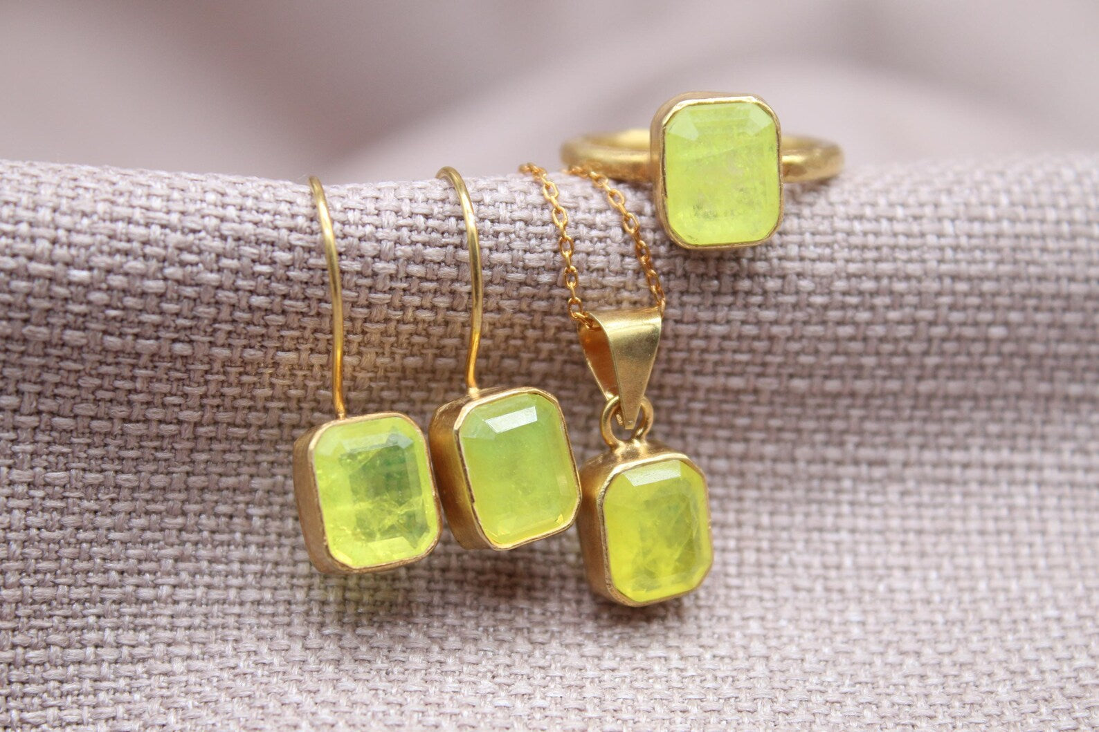 Citrine Jewelry Set Gold Vermeil Sterling Silver Matching Gemstone Set