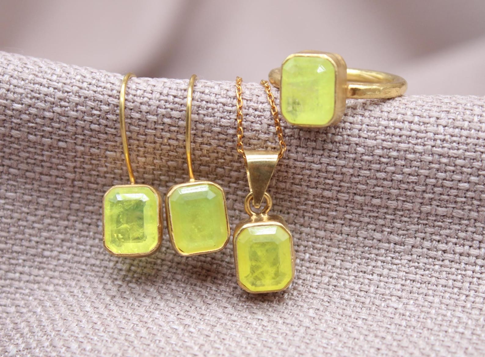 Citrine Jewelry Set Gold Vermeil Sterling Silver Matching Gemstone Set