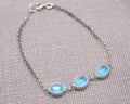 Blue Topaz Sterling Silver Bracelet Handmade Oval Gemstone Chain Bracelet