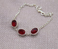 Ruby Sterling Silver Bracelet Handmade Oval Gemstone Chain Bracelet