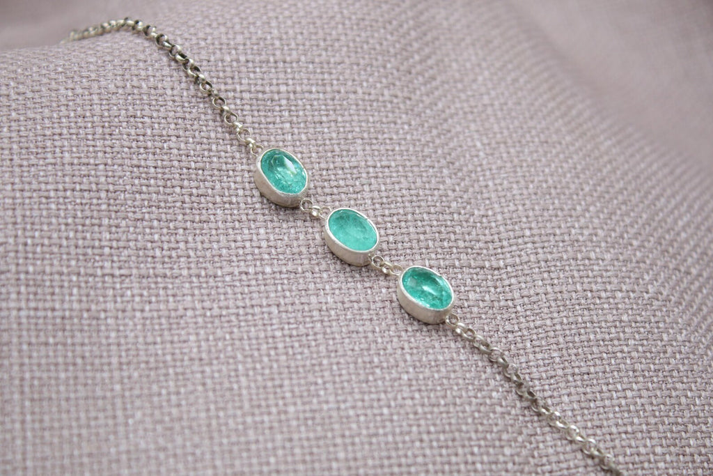 Paraiba Tourmaline Oval Sterling Silver Bracelet Handmade Delicate Gemstone Bracelet