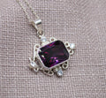 Amethyst Statement Pendant Necklace Sterling Silver Handmade Vintage Style Jewelry