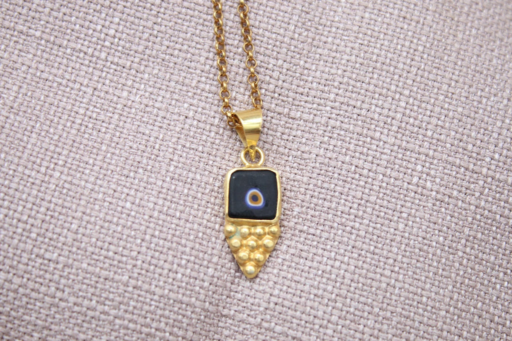 Evil Eye Gold Plated Necklace Sterling Silver Handmade Protection Pendant