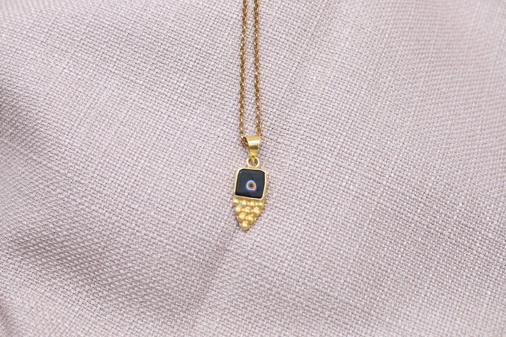Evil Eye Gold Plated Necklace Sterling Silver Handmade Protection Pendant