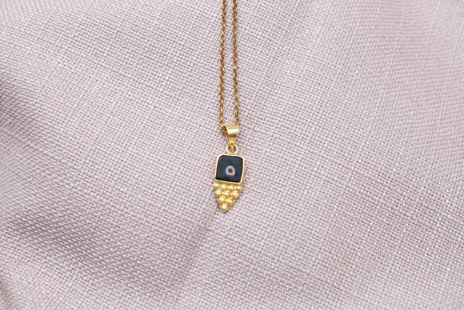 Evil Eye Gold Plated Necklace Sterling Silver Handmade Protection Pendant