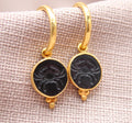 Cancer Zodiac Earrings, Handmade 925 Sterling Silver Jewelry, 22K Gold Plated Earrings, Crab Earrings, Astrology Earrings, Intaglio Earrings