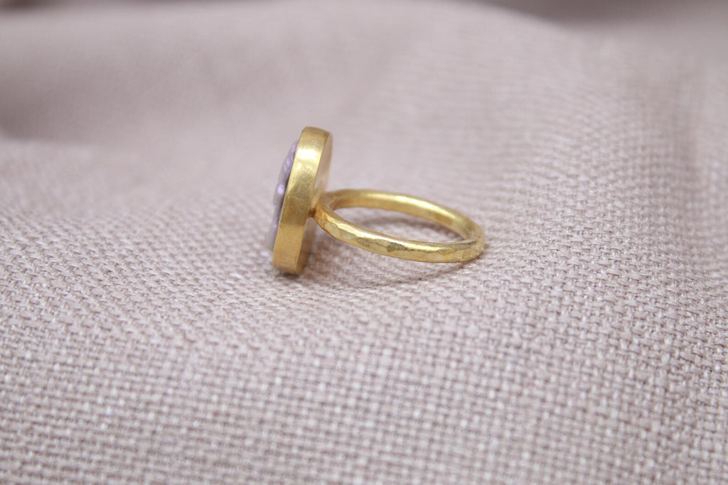 Victorian Cameo Ring Gold Plated Sterling Silver Statement Ring