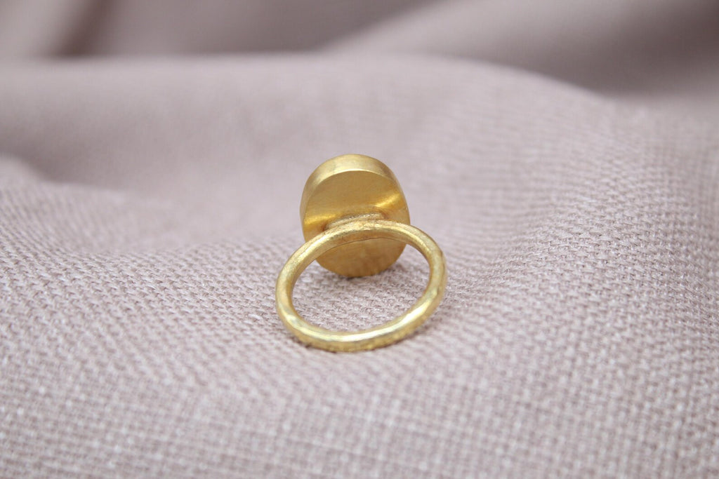 Victorian Cameo Ring Gold Plated Sterling Silver Statement Ring