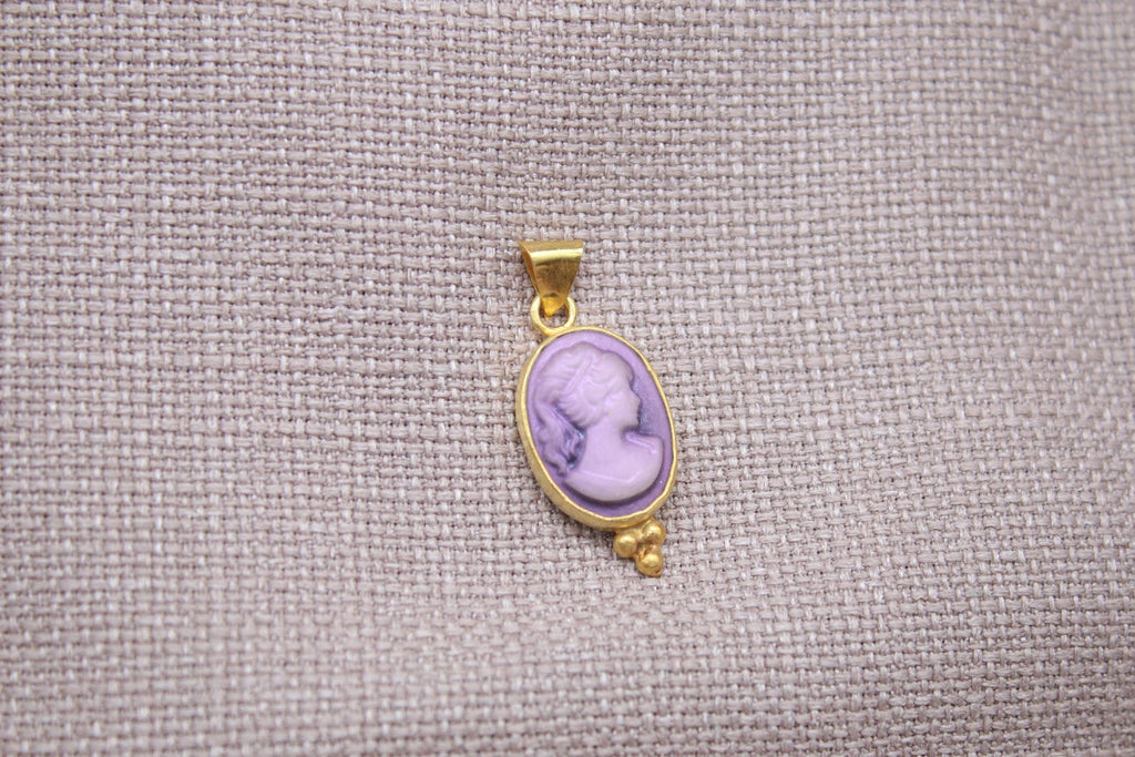 Victorian Cameo Pendant Gold Plated Sterling Silver Necklace Charm
