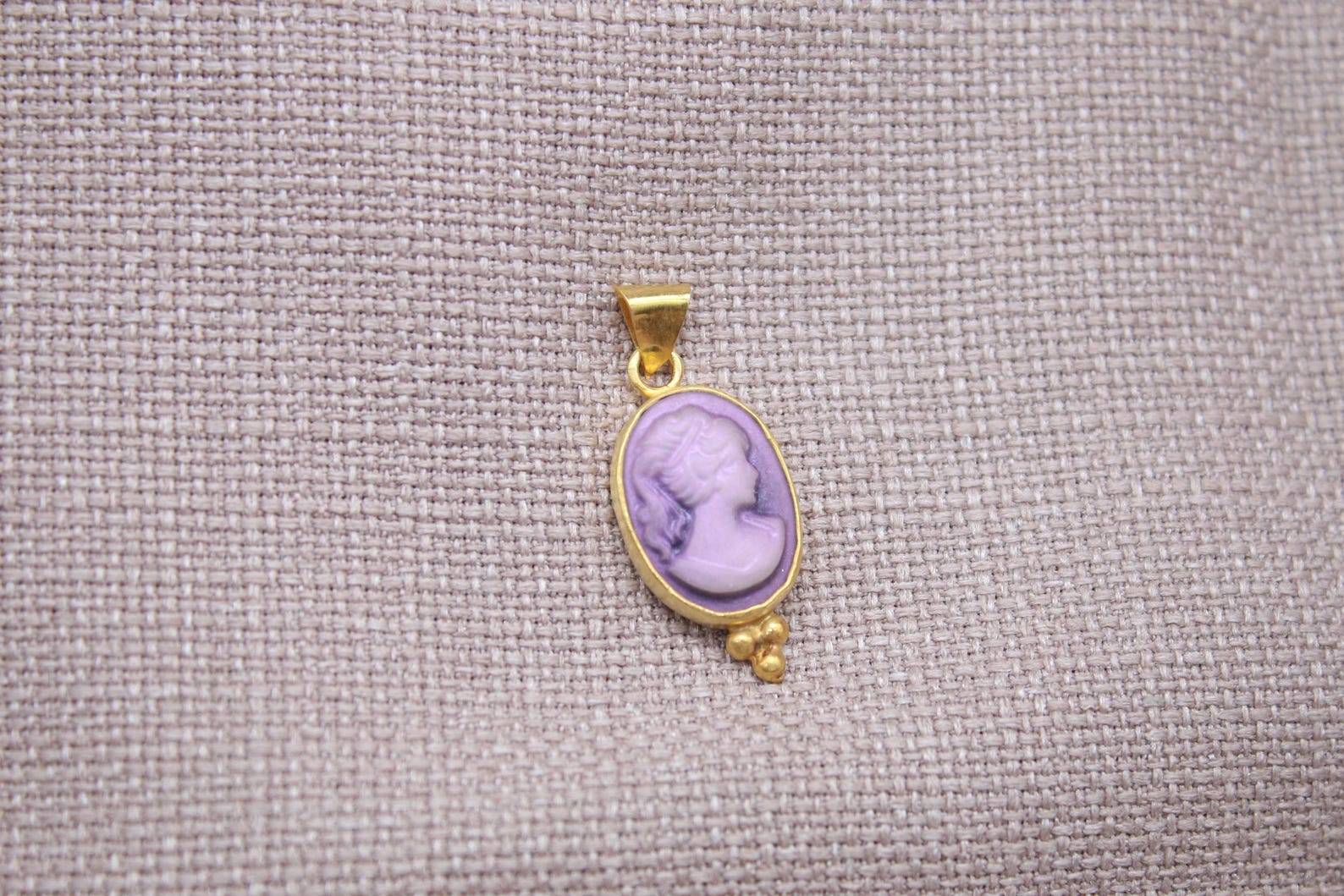 Victorian Cameo Pendant Gold Plated Sterling Silver Necklace Charm