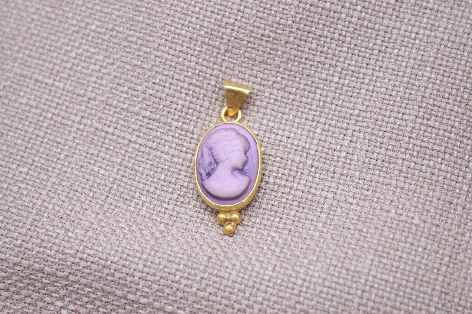 Victorian Cameo Pendant Gold Plated Sterling Silver Necklace Charm