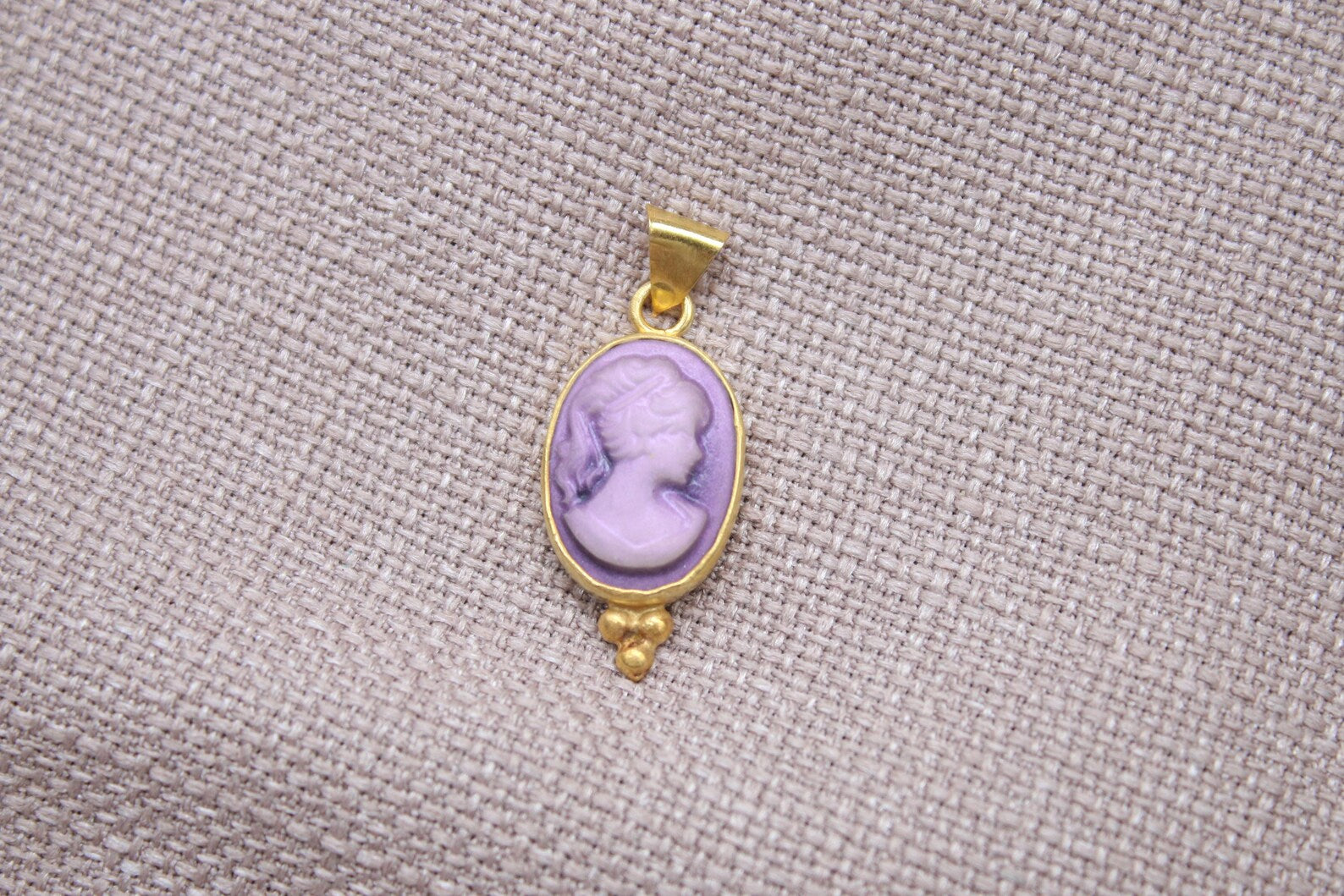 Victorian Cameo Pendant Gold Plated Sterling Silver Necklace Charm