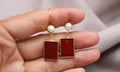 Carnelian Pearl Drop Earrings Gold Plated Sterling Silver Earrings
