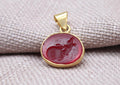Aquarius Intaglio Pendant Red Glass Zodiac Charm Gold Vermeil Handmade Necklace