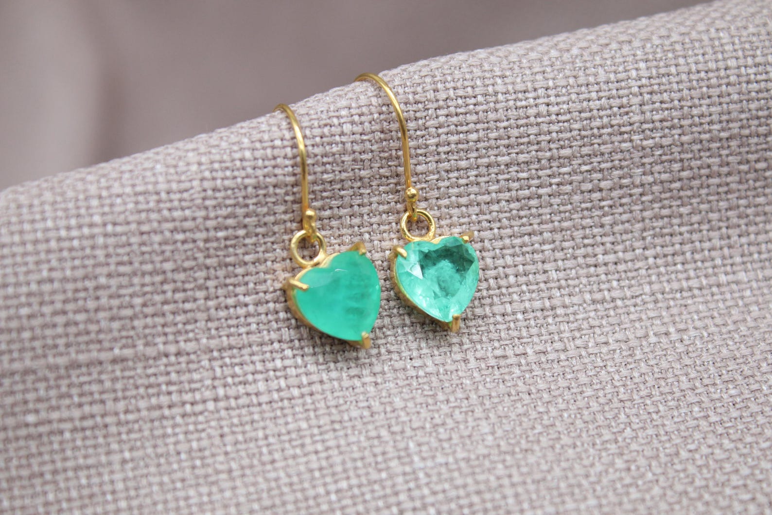 Paraiba Tourmaline Heart Earrings Gold Vermeil Minimalist Gemstone Drops