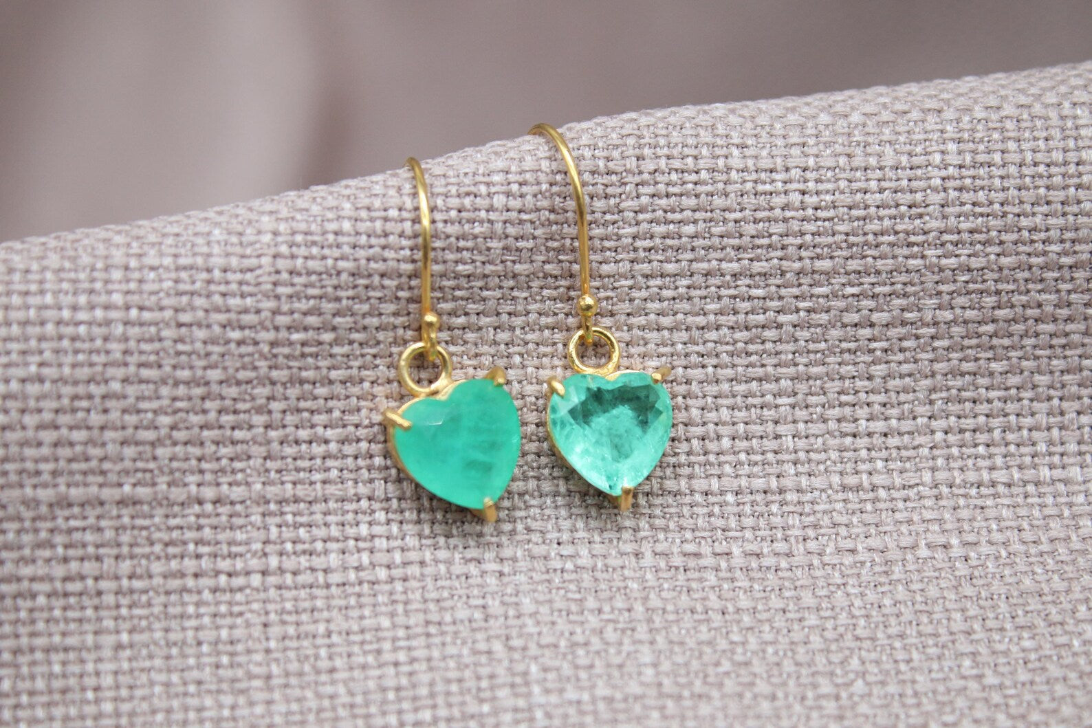 Paraiba Tourmaline Heart Earrings Gold Vermeil Minimalist Gemstone Drops
