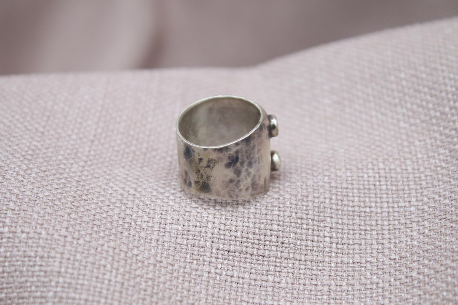 Emerald Tourmaline Statement Ring Sterling Silver Handmade Wide Band