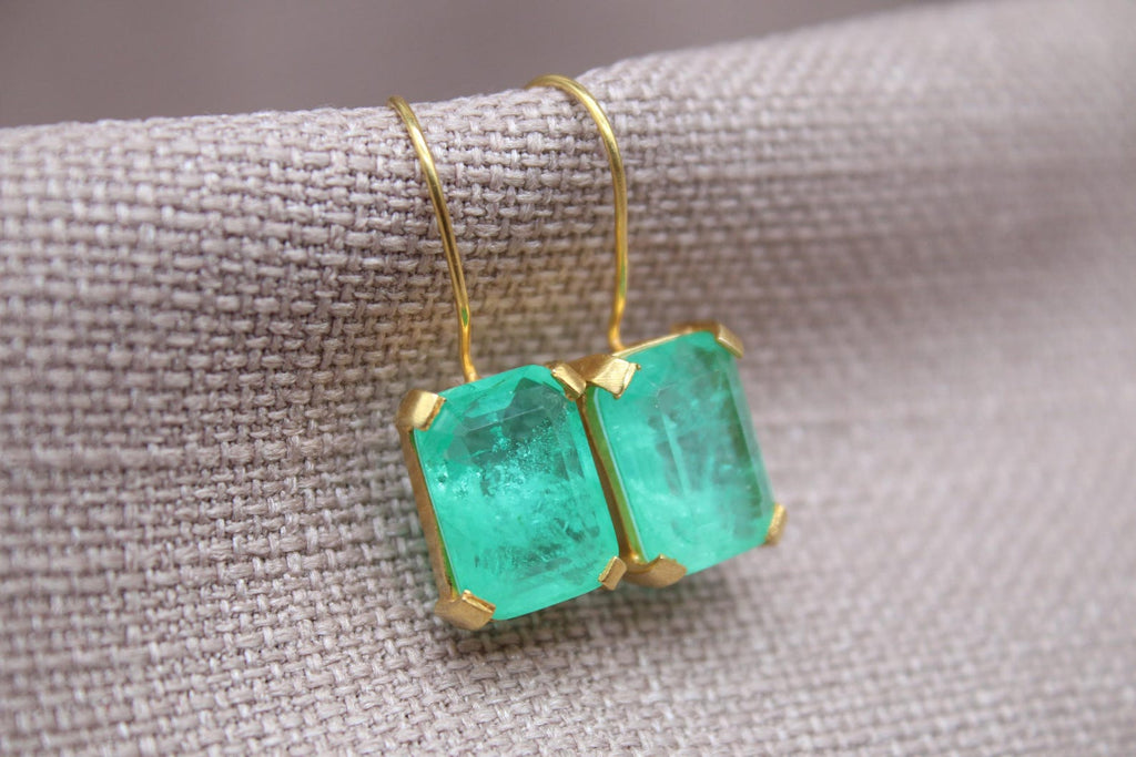 Paraiba Tourmaline Drop Earrings Gold Plated Sterling Silver