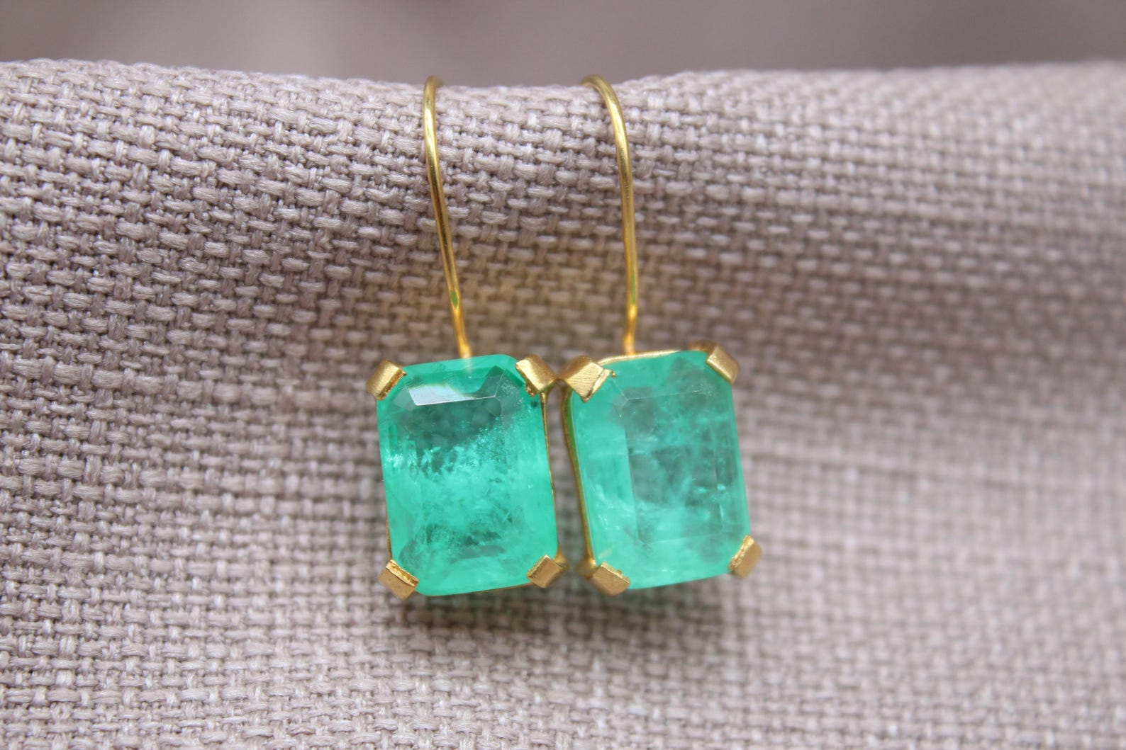 Paraiba Tourmaline Drop Earrings Gold Plated Sterling Silver