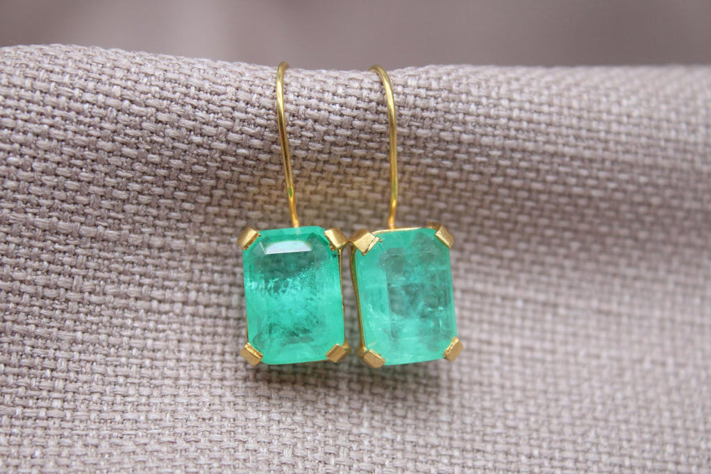 Paraiba Tourmaline Drop Earrings Gold Plated Sterling Silver