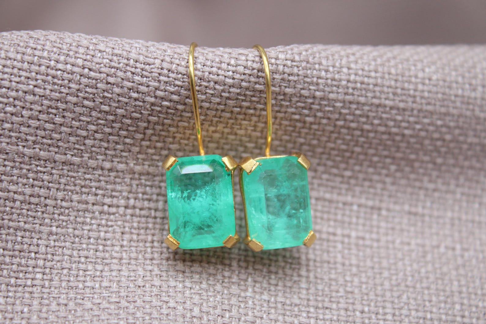 Paraiba Tourmaline Drop Earrings Gold Plated Sterling Silver
