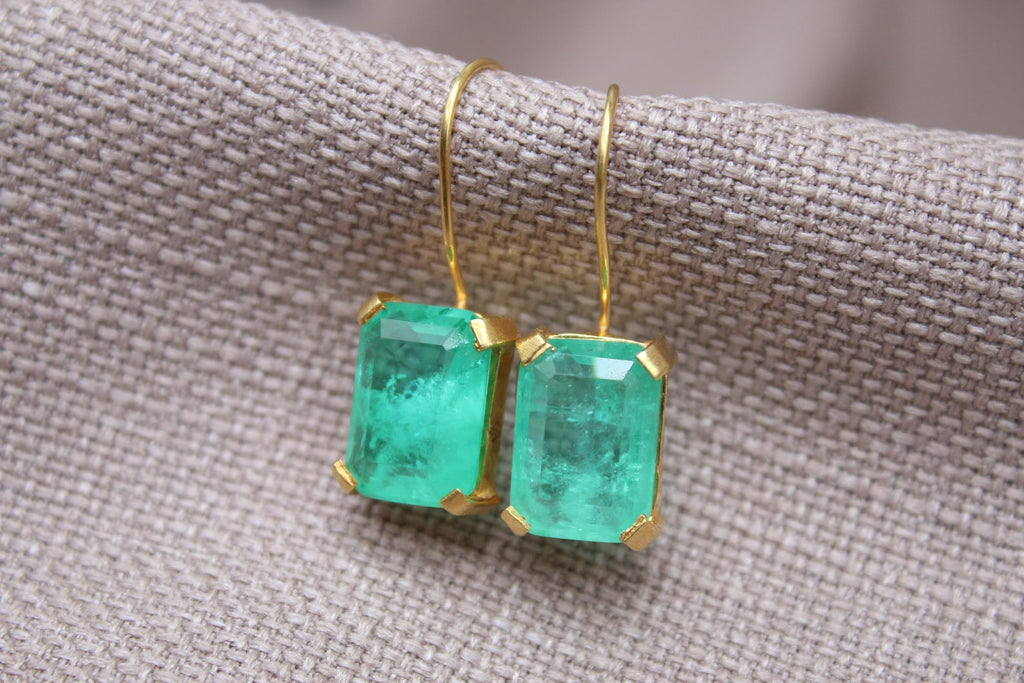 Paraiba Tourmaline Drop Earrings Gold Plated Sterling Silver