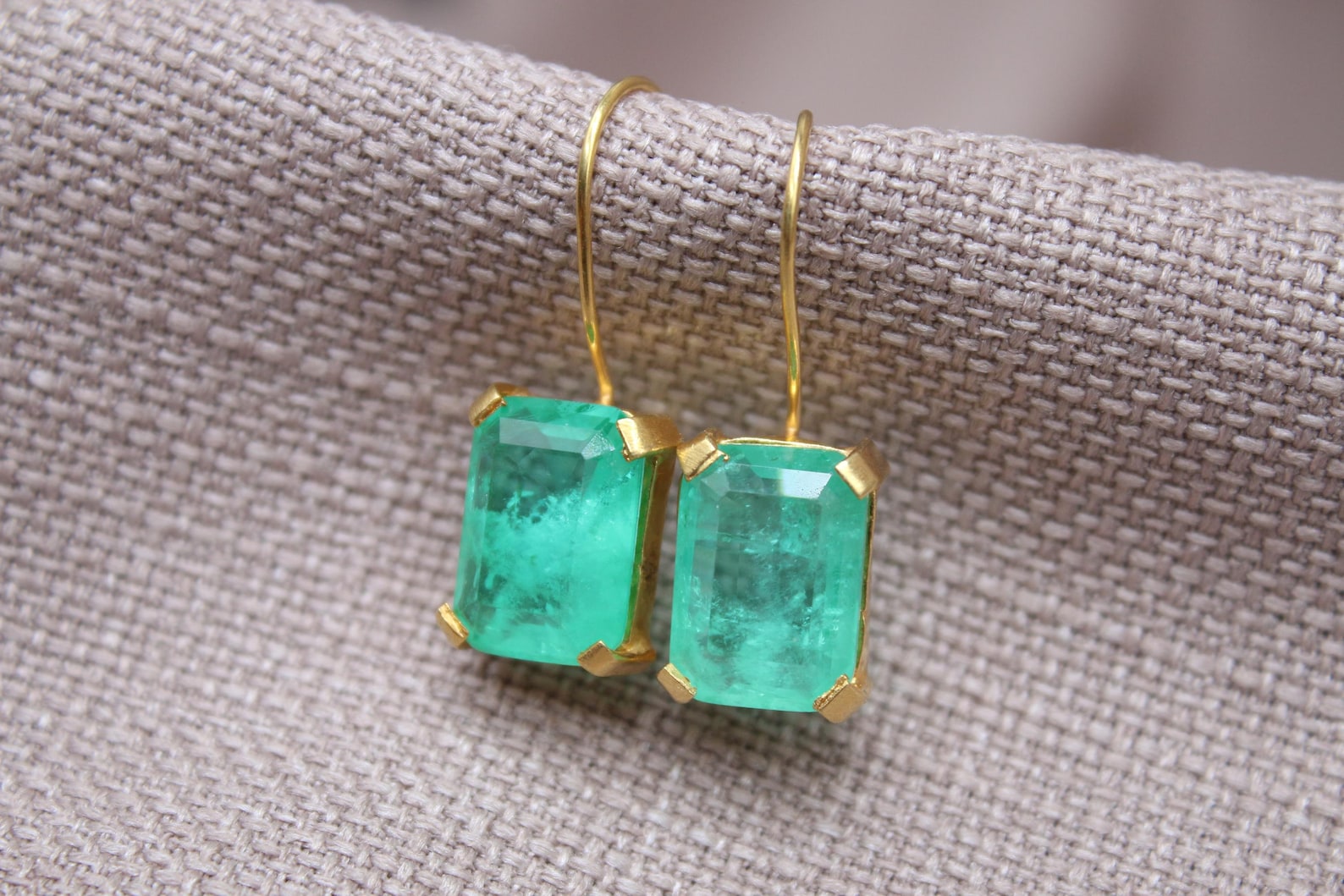 Paraiba Tourmaline Drop Earrings Gold Plated Sterling Silver