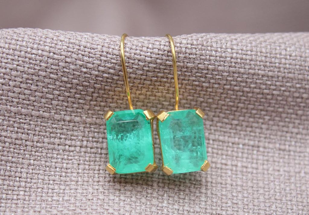 Paraiba Tourmaline Drop Earrings Gold Plated Sterling Silver