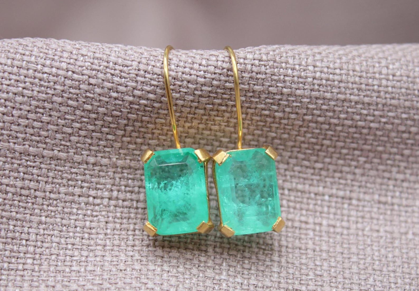 Paraiba Tourmaline Drop Earrings Gold Plated Sterling Silver