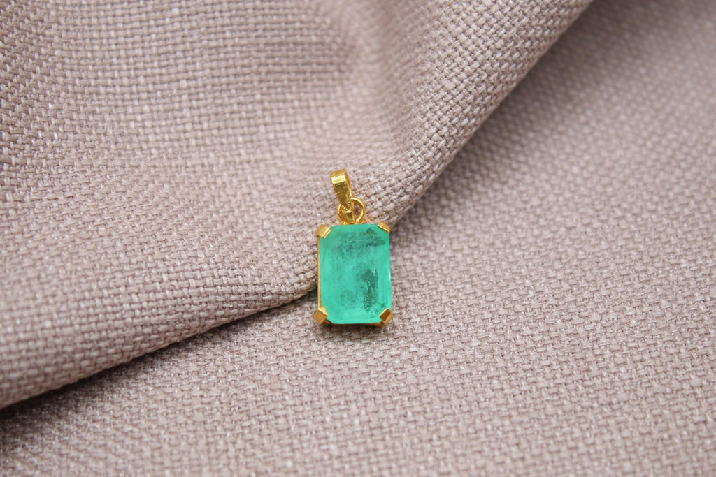 Paraiba Tourmaline Pendant Gold Plated Sterling Silver Necklace Charm