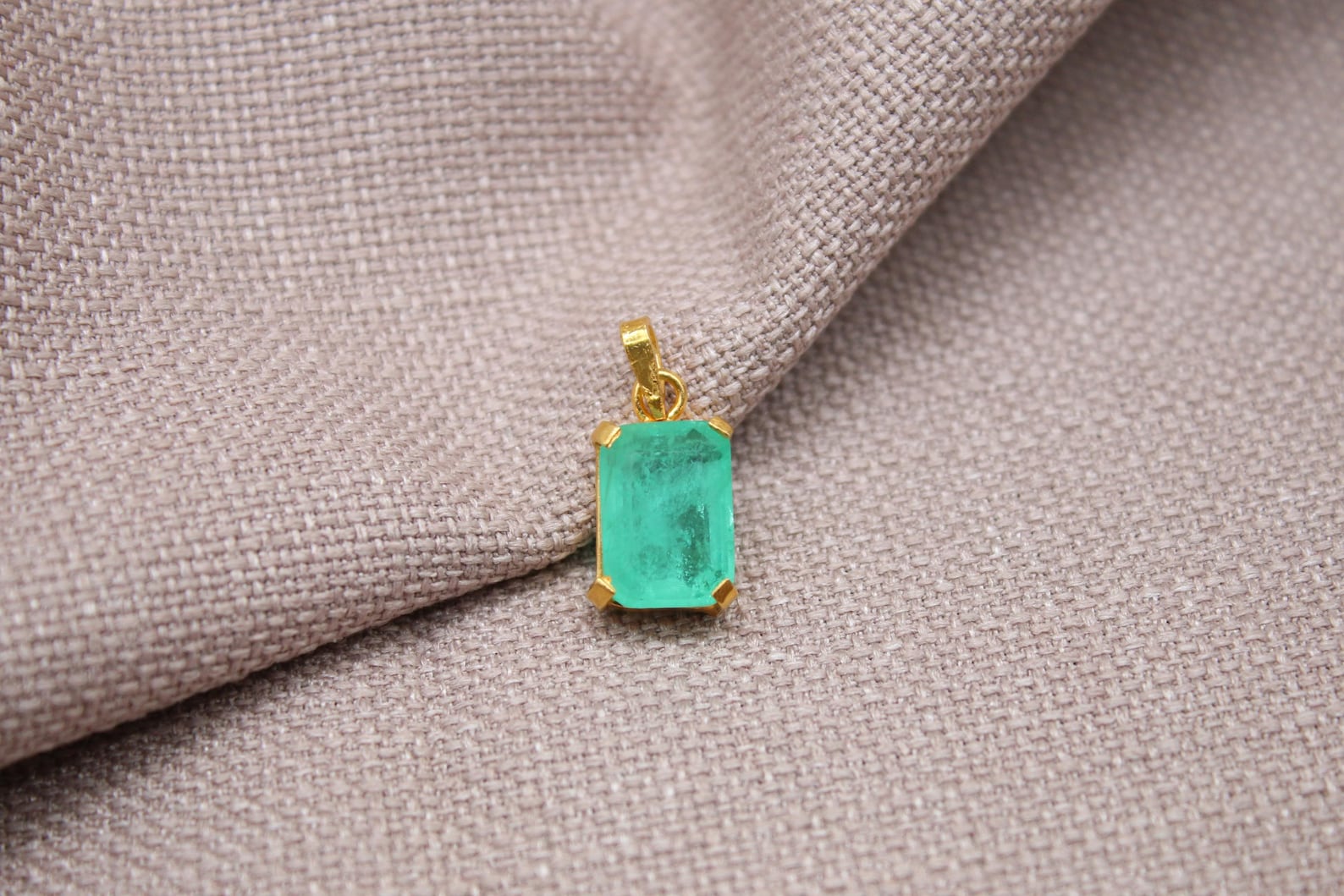 Paraiba Tourmaline Pendant Gold Plated Sterling Silver Necklace Charm
