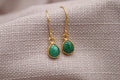 Emerald Drop Earrings Gold Plated Sterling Silver Handmade Gemstone Earrings