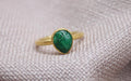 Emerald Teardrop Ring Gold Plated Sterling Silver Handmade Gemstone Ring