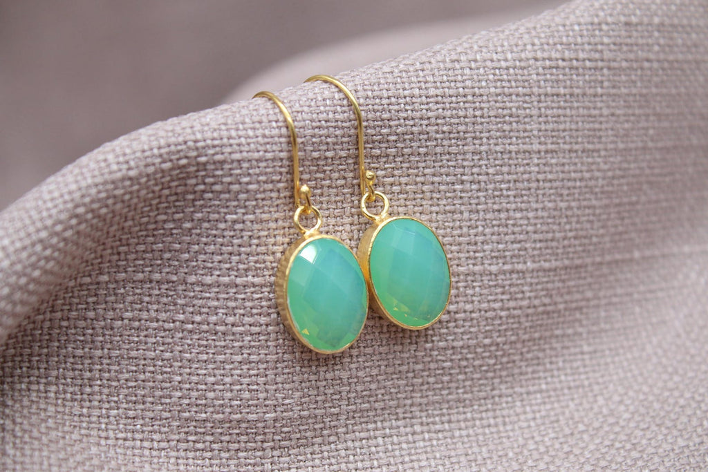 Opalite Drop Earrings Gold Plated Sterling Silver Minimalist Dangle Earrings