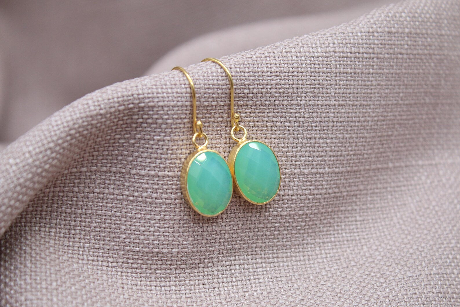 Opalite Drop Earrings Gold Plated Sterling Silver Minimalist Dangle Earrings