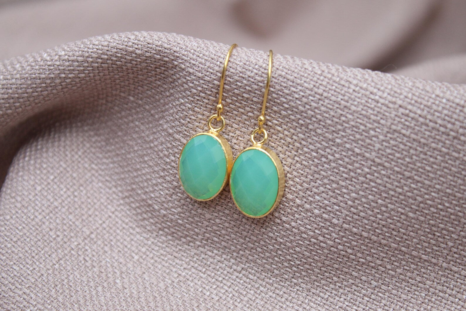 Opalite Drop Earrings Gold Plated Sterling Silver Minimalist Dangle Earrings