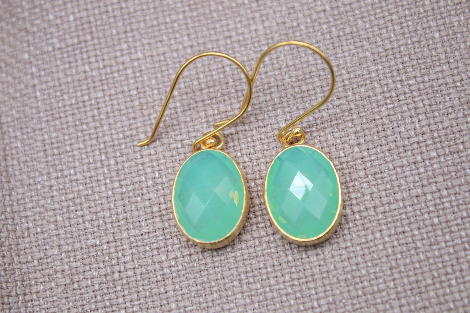 Opalite Drop Earrings Gold Plated Sterling Silver Minimalist Dangle Earrings