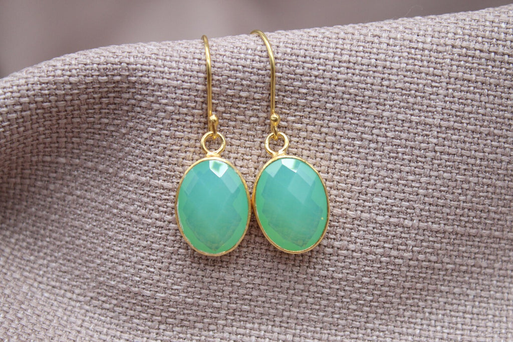 Opalite Drop Earrings Gold Plated Sterling Silver Minimalist Dangle Earrings