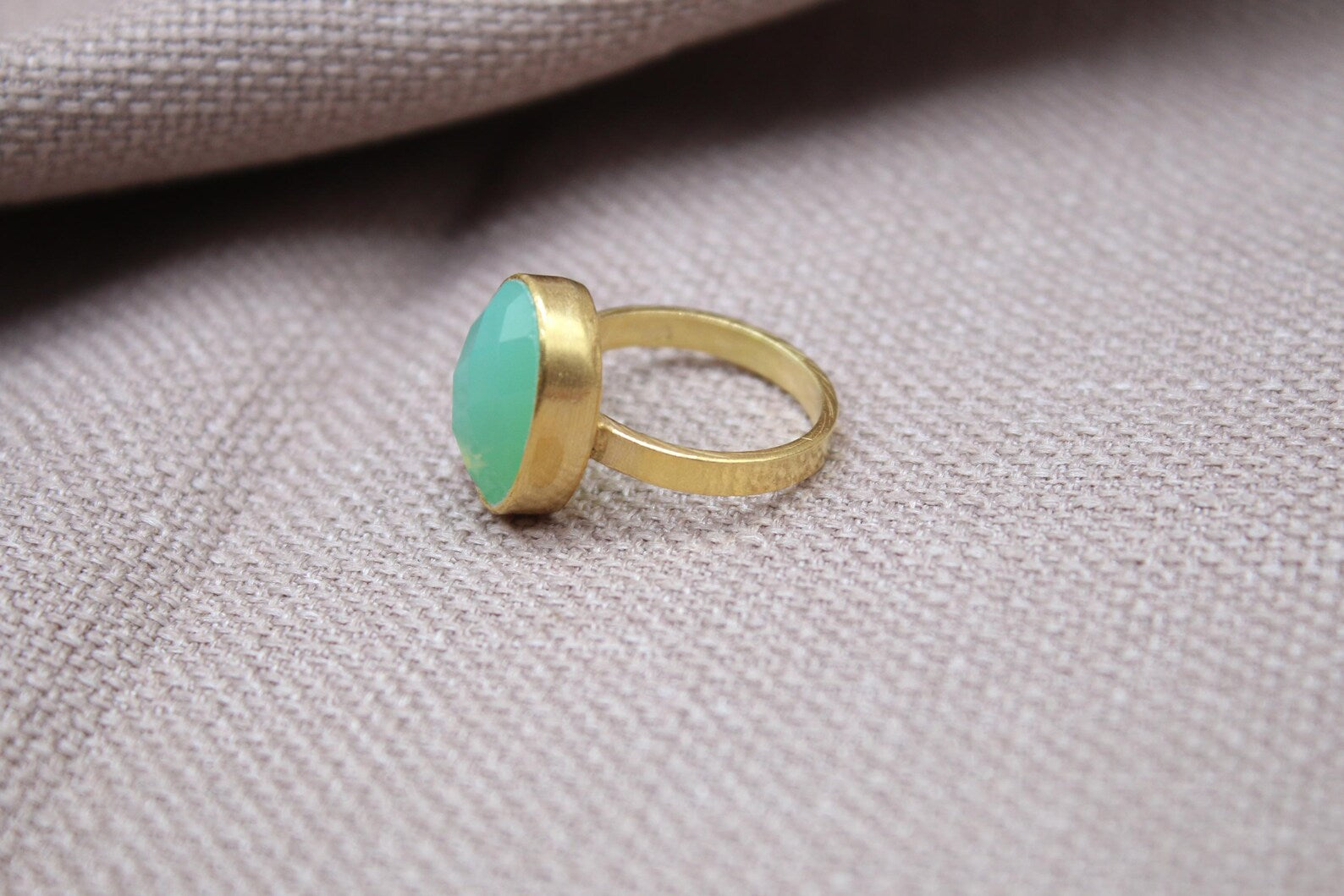 Opalite Statement Ring Gold Plated Sterling Silver Minimalist Cocktail Ring