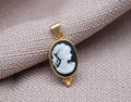 Victorian Cameo Pendant Gold Plated Sterling Silver Vintage Portrait Necklace Charm