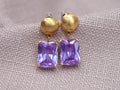 Amethyst Stud Earrings Gold Plated Sterling Silver Geometric Drop Earrings