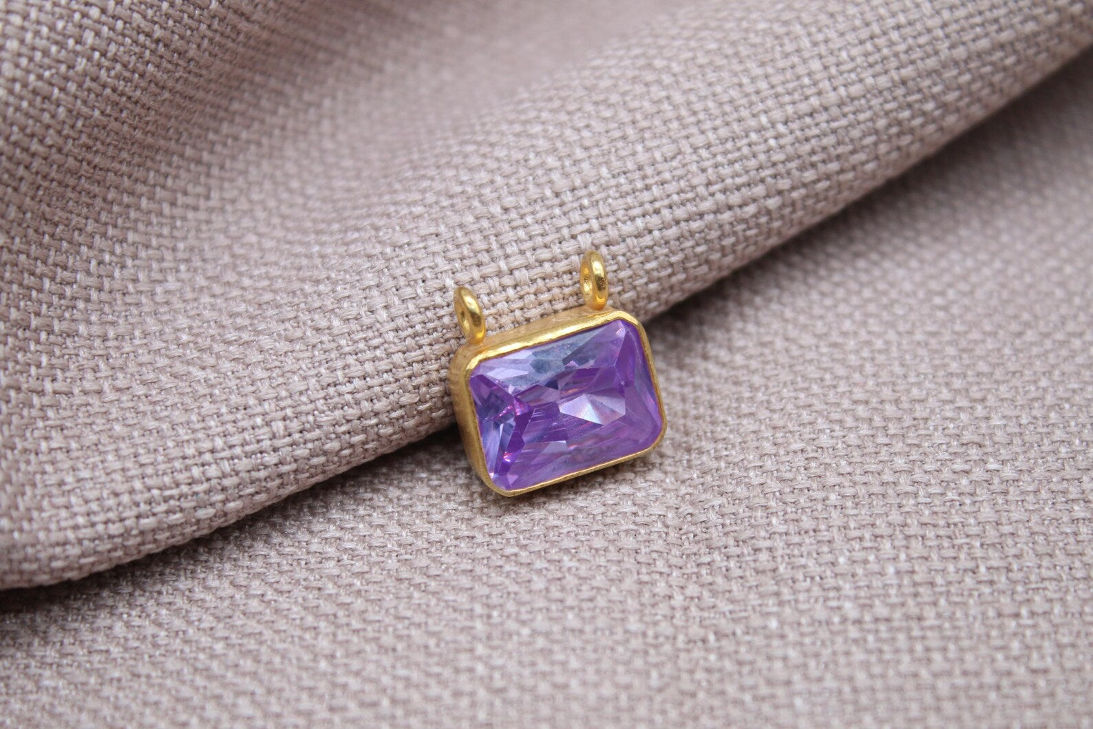 Amethyst Pendant Necklace Gold Plated Sterling Silver Geometric Charm