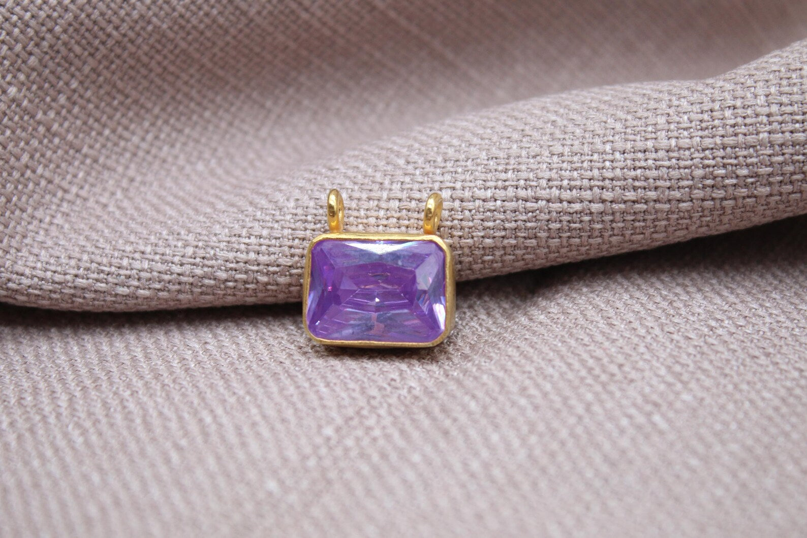 Amethyst Pendant Necklace Gold Plated Sterling Silver Geometric Charm